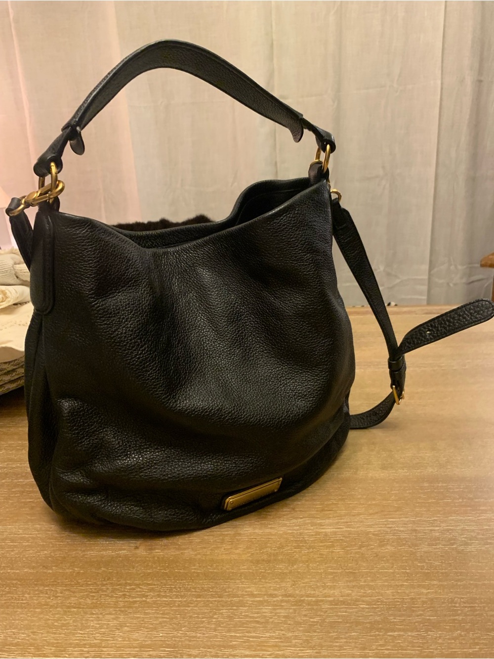 Marc Jacobs Black pebbled Leather  Bag with Gold Hardware
